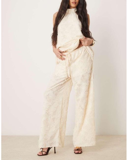ASOS Natural Tailored Textured Straight Leg Pants
