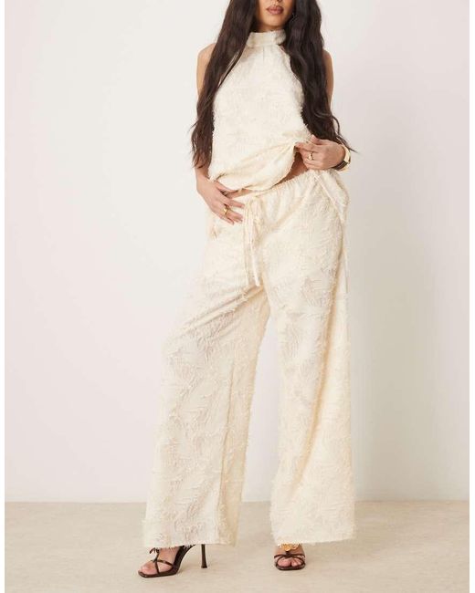 Pantalones De Sastre Amarillo Pastel De Pernera Recta De Tejido Texturizado De (Parte De Un Conjunto)-Verde ASOS de color Natural