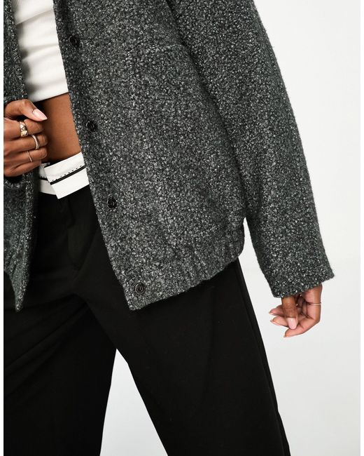 4th & Reckless Black Oversized Wool Look Bomber Jacket