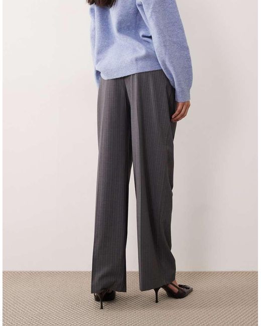 ASOS Blue Tailored Wide Leg Trousers With Pleat Detail