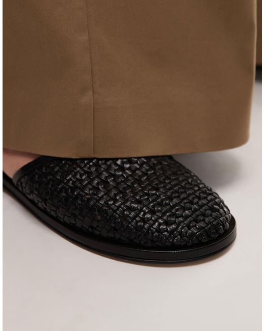 TOPSHOP Brown – bobby – gewebte leder-clogs