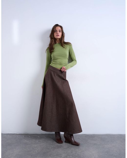 Jupe en jean évasée - marron TOPSHOP en coloris White