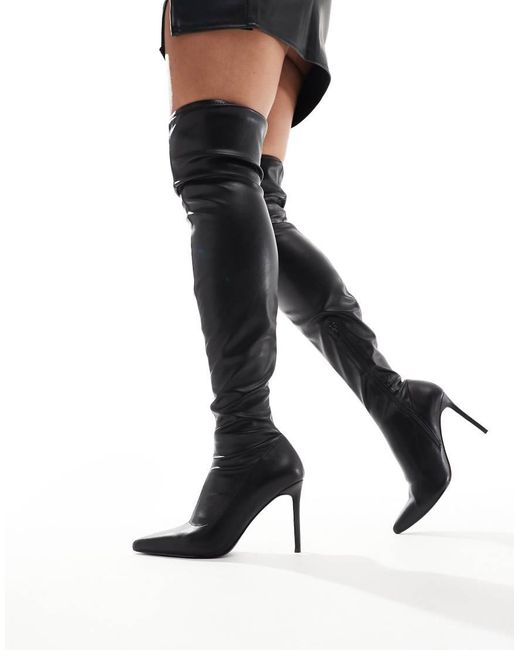 ASOS Black Wide Fit Kathryn High-heeled Over The Knee Boots