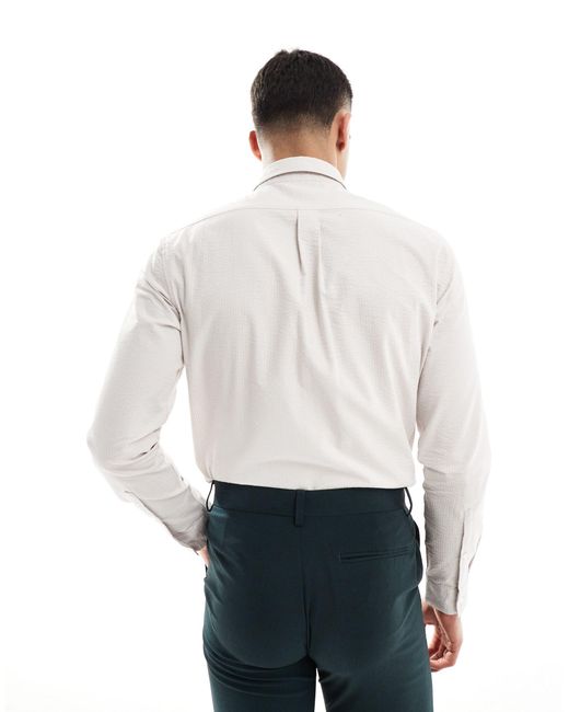 ASOS White Regular Seersucker Shirt for men