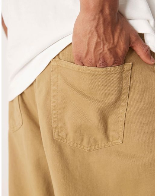ASOS Natural Super baggy Trouser With Pleat Detail for men