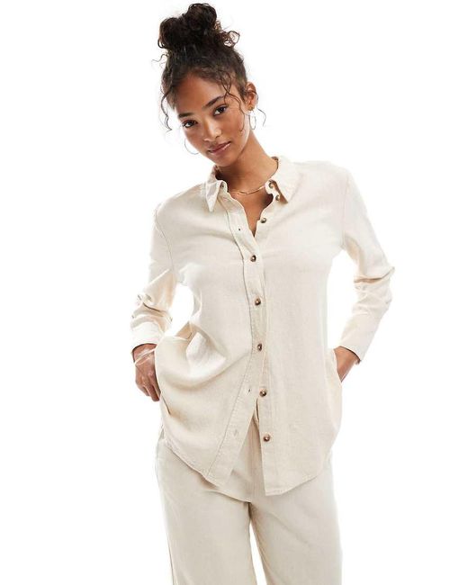 Jdy Natural Relaxed Linen Mix Shirt Co-Ord