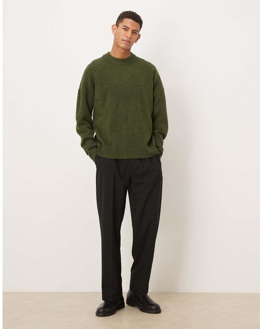 ASOS Green Oversized Brushed Knitted Crew Neck Jumper for men