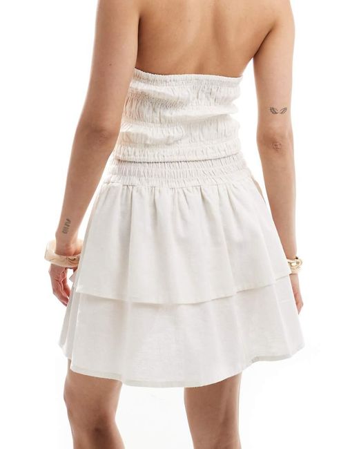 esmé studios White Esmee Exclusive Ruffle Mini Skirt Co-Ord With Shirred Waist