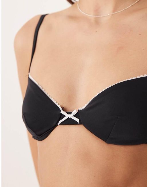 Free Society Natural Underwire Bikini Top With Contrast Picot Trim