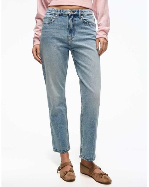 Bershka Blue Mom Fit Jeans