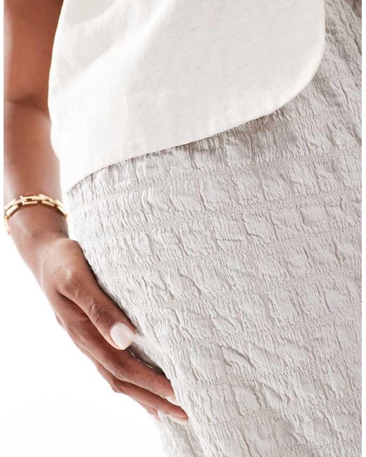 ONLY White Seersucker Wide Leg Trousers