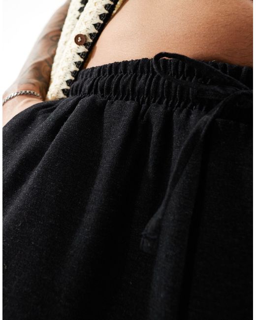 Reclaimed (vintage) Black Linen Blend Chino Shorts for men