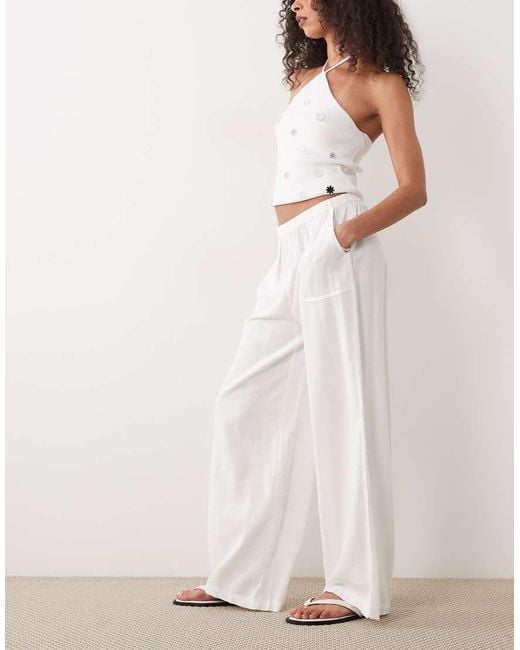 Mango White Teen Straight Pants