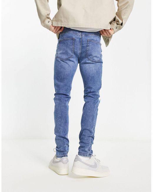 ASOS Skinny Jeans Met Scheuren in het Blauw voor heren | Lyst NL
