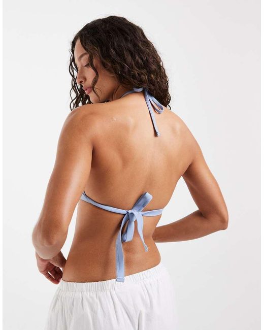 River Island White Geometric Print Bikini Top