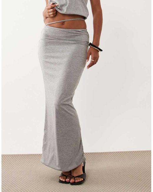 Missy Empire Natural Ruched Waist Detail Maxi Skirt