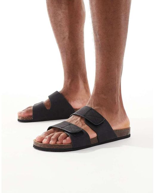 Threadbare Brown Faux Suede Two Strap Sandals for men