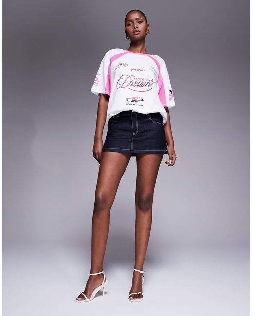 Abrand Jeans White Abrand 'Living The Dream' Oversized Tee