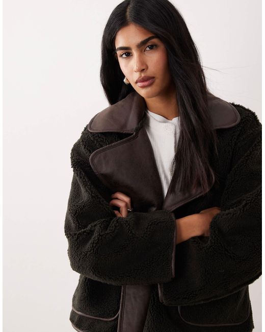 Vila Black Reversible Faux Shearling Jacket