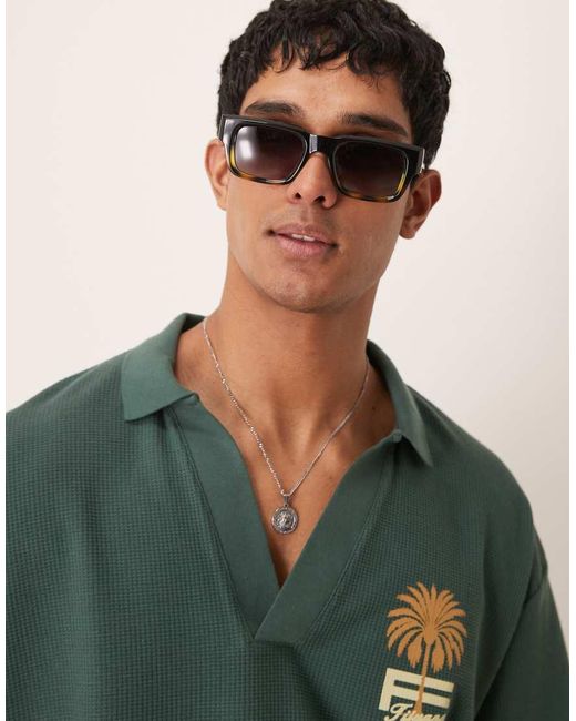 Gafas De Sol Negras Y Verdes Degradadas Con Montura Gruesa Rectangular Y Lentes Ahumadas De ASOS de hombre de color Green