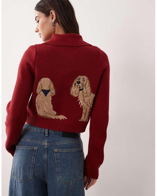 House Of Sunny Red The Lady Tripper Dog Cardigan