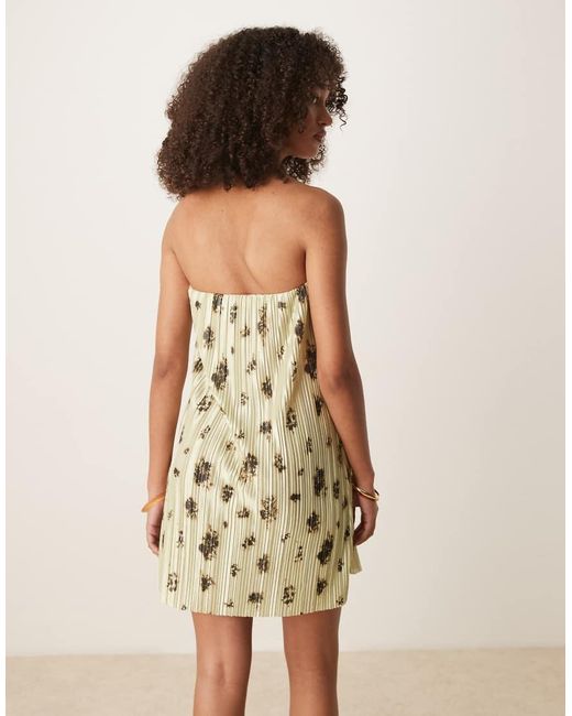 ASOS Natural Plisse Bandeau Mini Dress