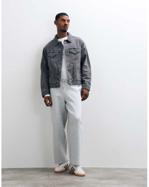 ASOS Gray Circular Design Collection Denim Trucker Jacket for men