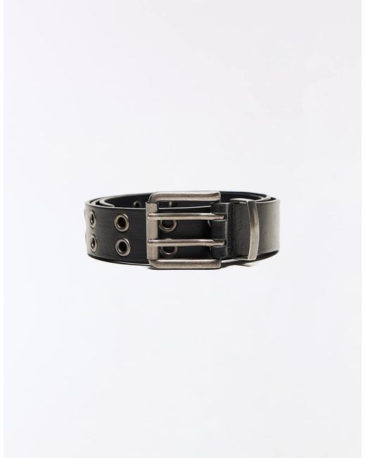 Bershka White Wide Eyelet Belt for men