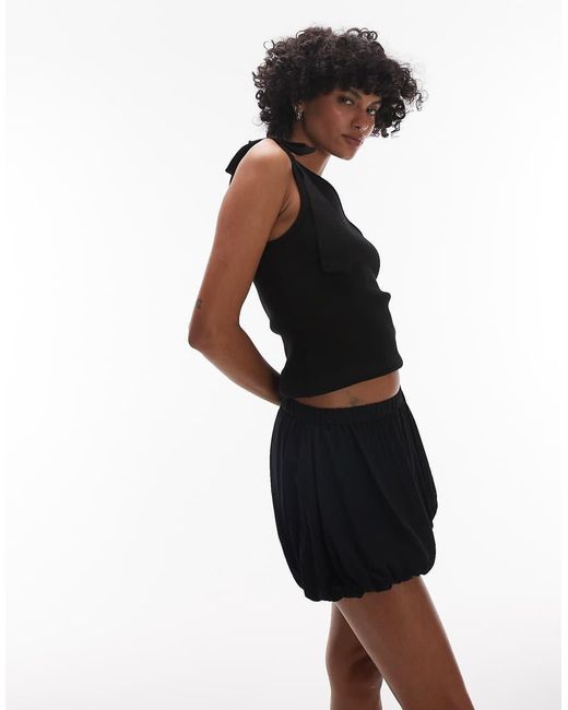 & Other Stories Black Puffball Shorts With Drawstring Waist
