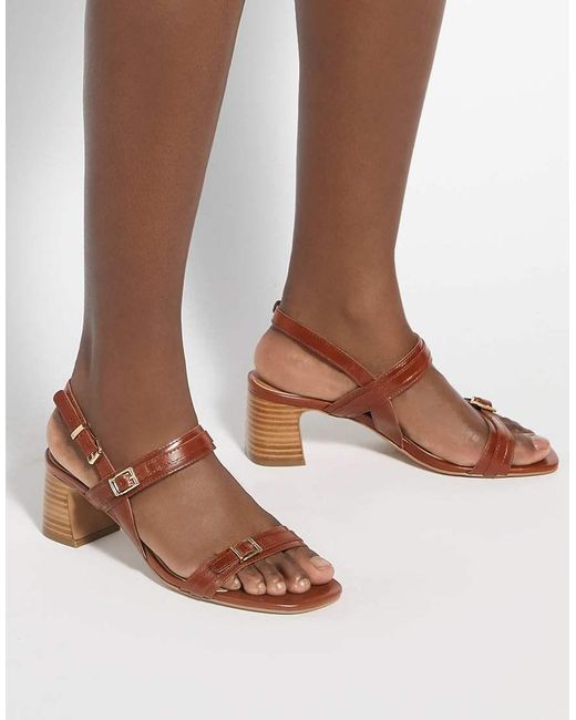 Dune Brown Jiving Block Heeled Sandals