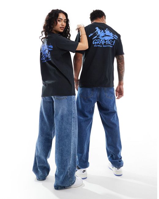 T-shirt unisexe en coton avec imprimé canoë Gramicci en coloris Blue