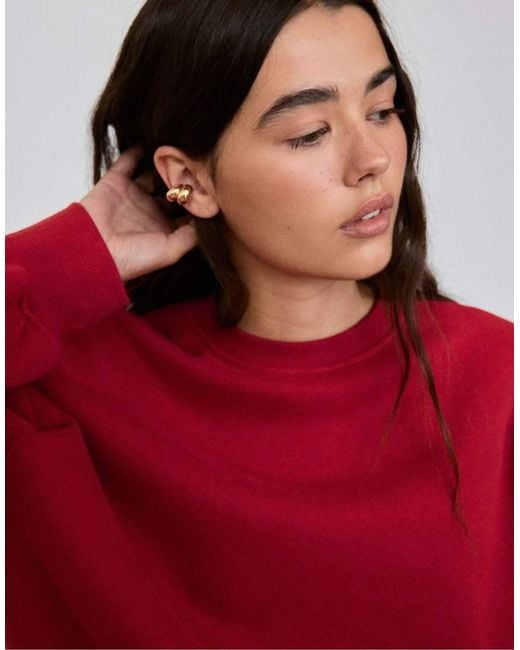 Stradivarius Red Basic Sweatshirt