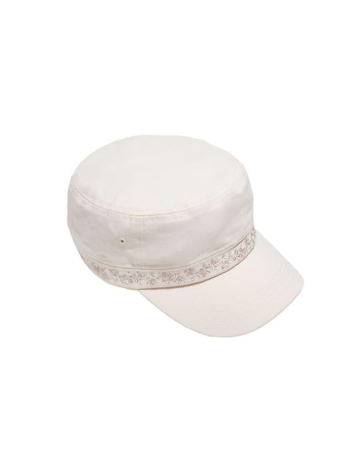 Stradivarius White Embroidered Sailor Cap