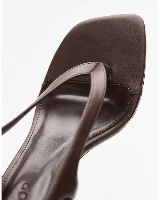TOPSHOP Brown Farley Toe Thong Heeled Sandal