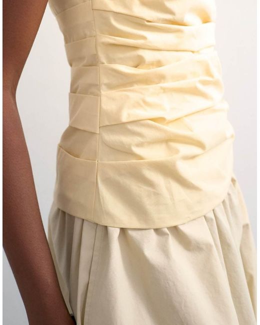 TOPSHOP Natural Gathered Bandeau Top