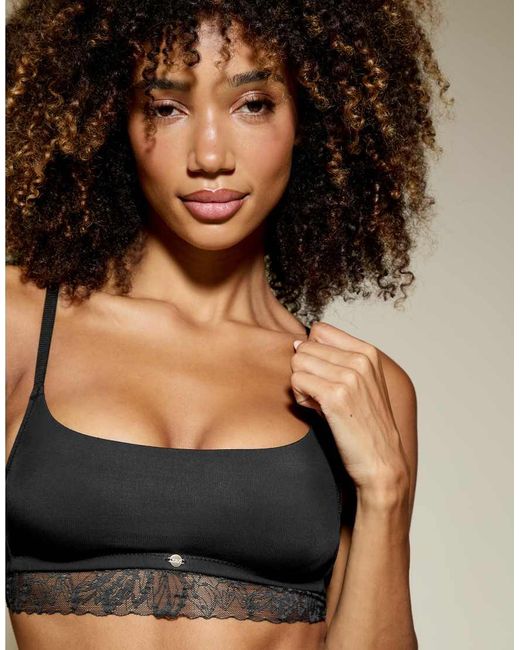 KBX Black Louisa Ribbed Padded Crop Bra