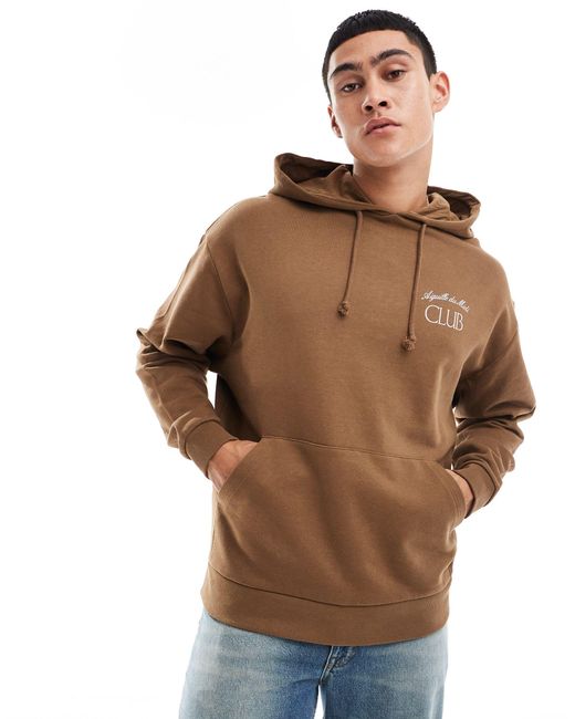 ASOS Brown Oversized Hoodie With Text Prints for men
