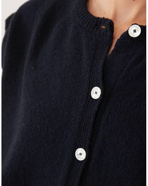 ASOS Black Slub Button Through Relaxed Tank