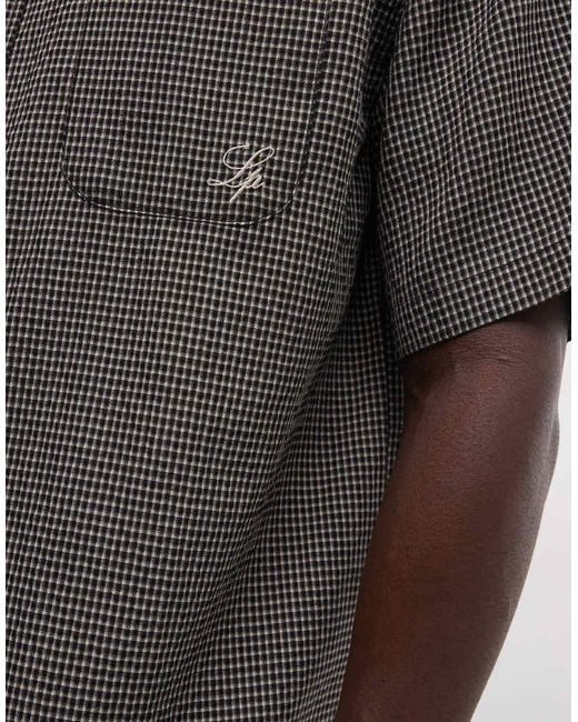 Liquor N Poker Gray Boxy Micro Check Shirt for men