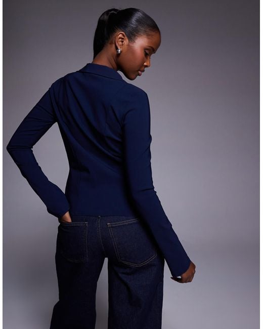 Fashionkilla Blue Exclusive Bengaline Flare Sleeve Fitted Shirt