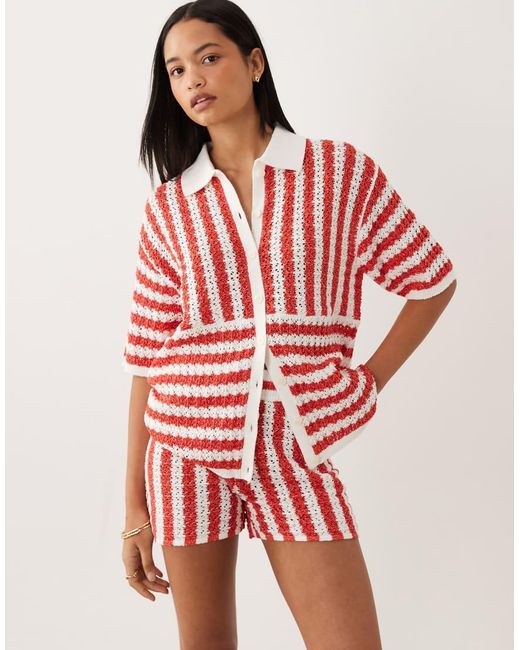 ASOS Pink Slub Stripe Short Co-Ord