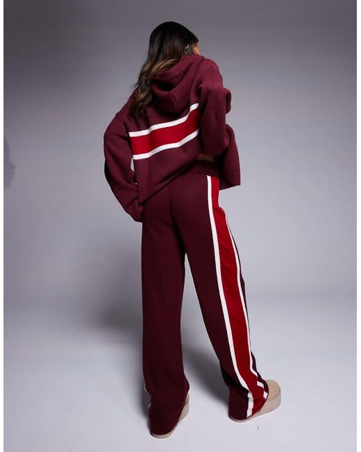 ASOS Pluizige Gebreide Broek Met Wijde Pijpen in het Red