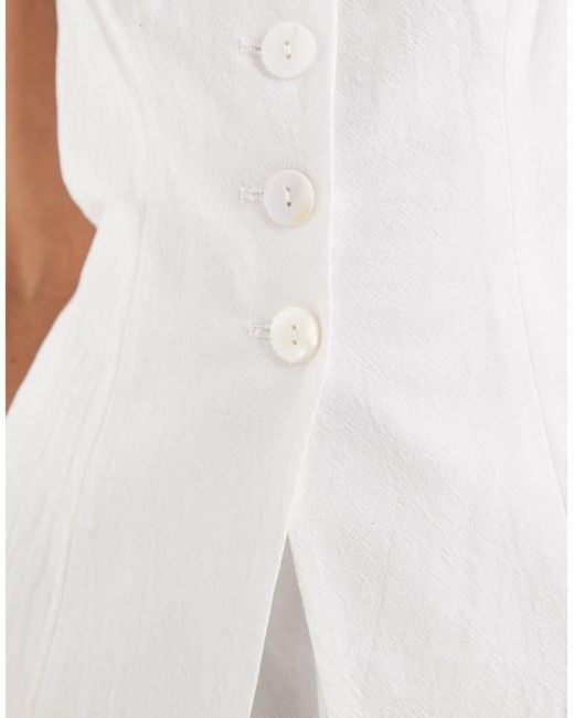 4th & Reckless White Cotton Halterneck Sleeveless Waistcoat Top