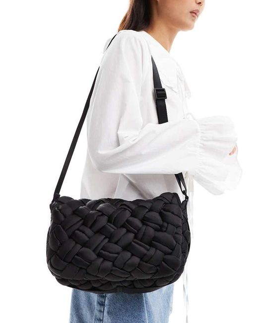 & Other Stories Black Braided Nylon Shoulder Bag