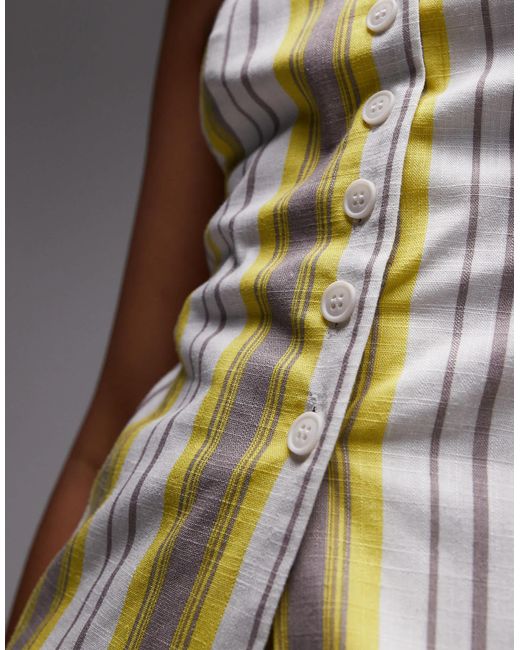 TOPSHOP Multicolor – trägerloses oberteil aus leinen mit gelben streifen, kombiteil