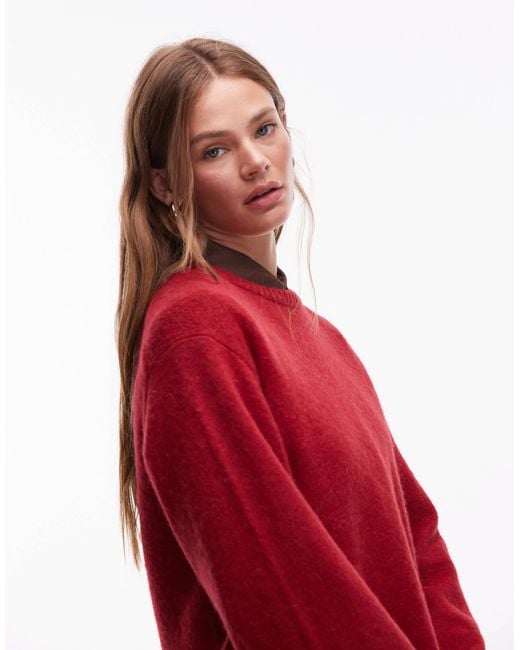 & Other Stories Red Supersoft Alpaca And Wool Sweater With Wide Sleeves