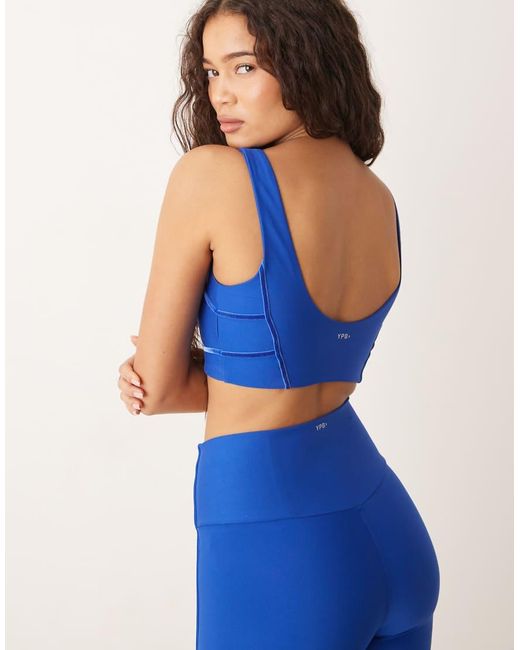 Abercrombie & Fitch Blue Ypb Velvet Tape Sports Bra Co-ord