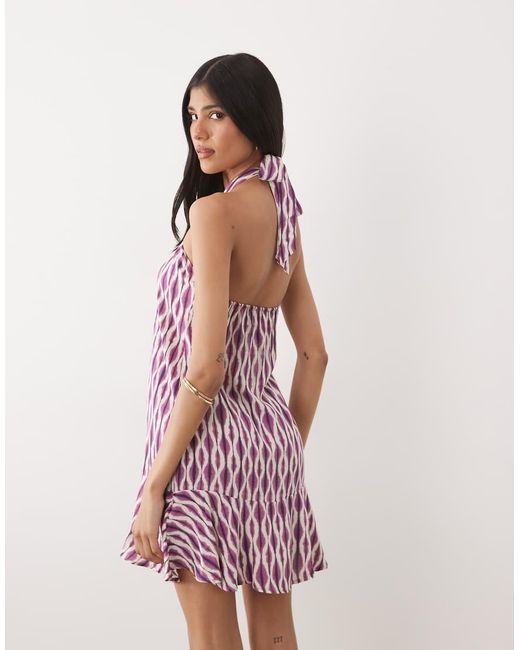 Mango Pink Teen Tie Waist Halterneck Mini Dress