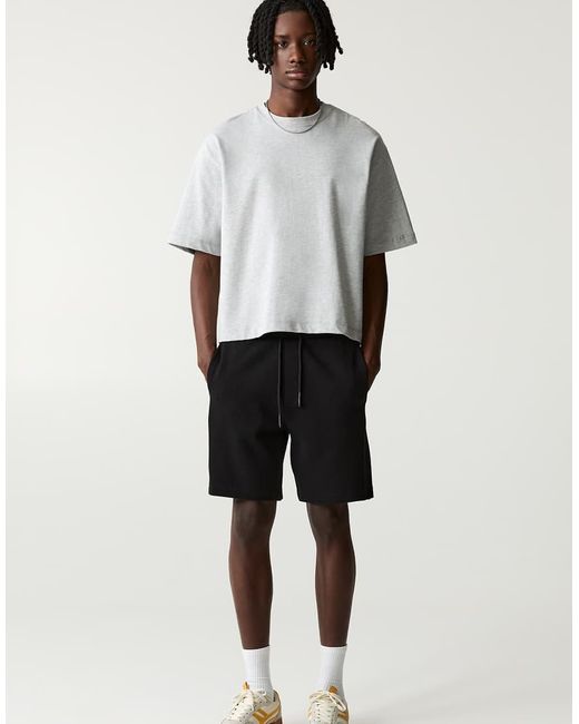 Pull&Bear Black Piqué Jogger Bermuda Shorts for men