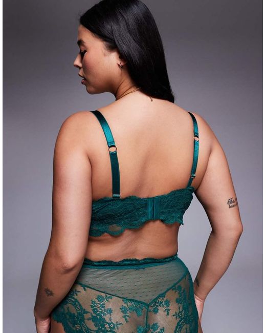 ASOS Green Asos Design Curve Lola Lace Longline Bralette